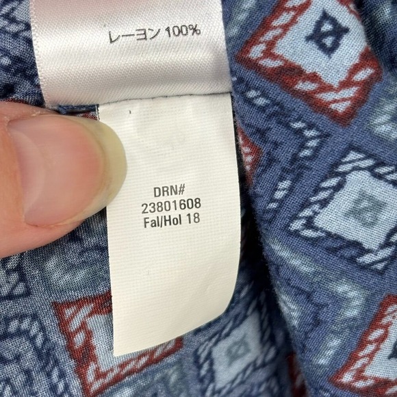 Eddie Bauer Tunic Top Women's‎ Size XL Blue Geometric Boho Rayon Print - Picture 12 of 16